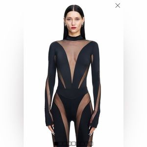 H&M Mugler Mesh Paneled Bodysuit